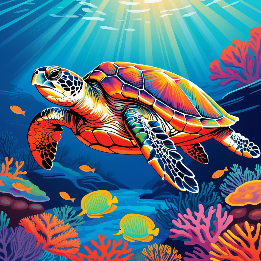 Serene Turtle Amidst Vibrant Coral Reef