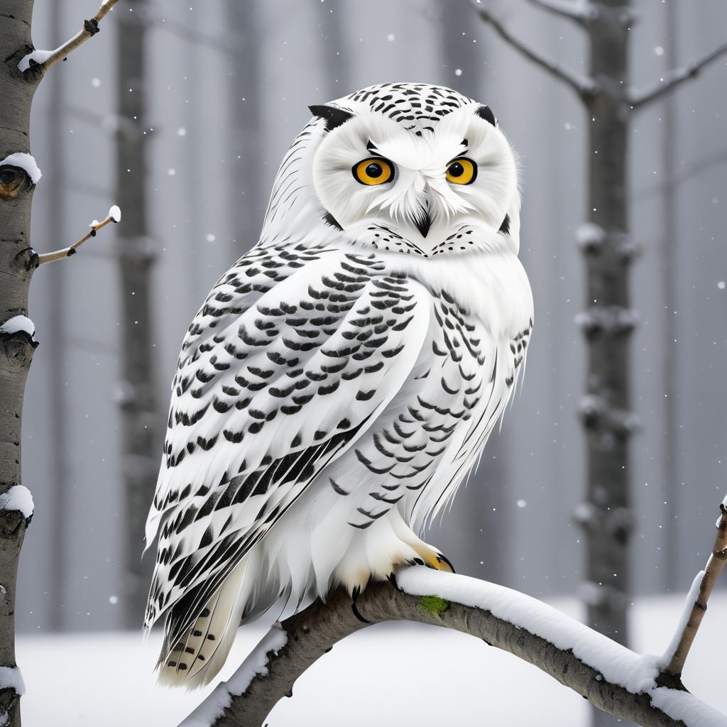 Hyper-Realistic Snow Owl in Snowy Setting