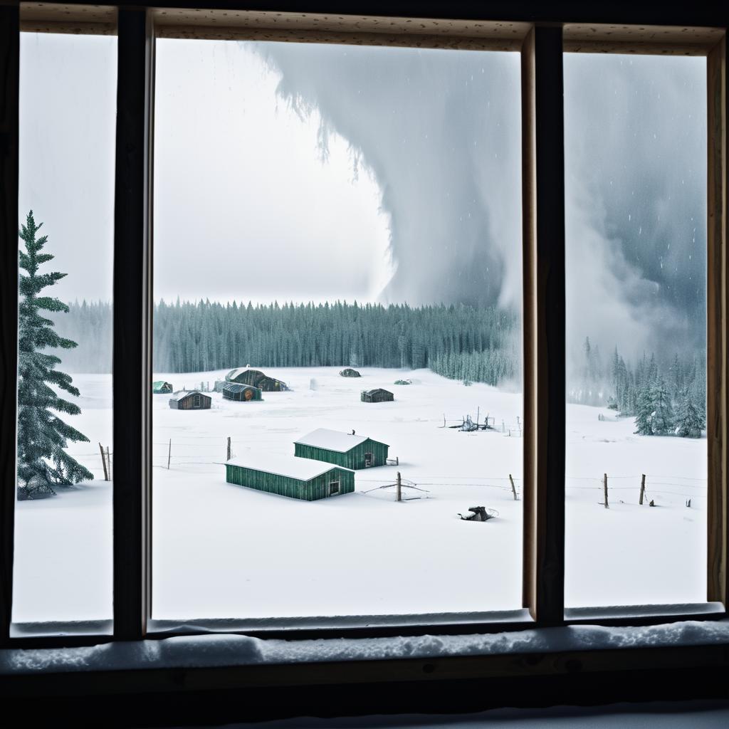 Blizzard View from a Cabin Window