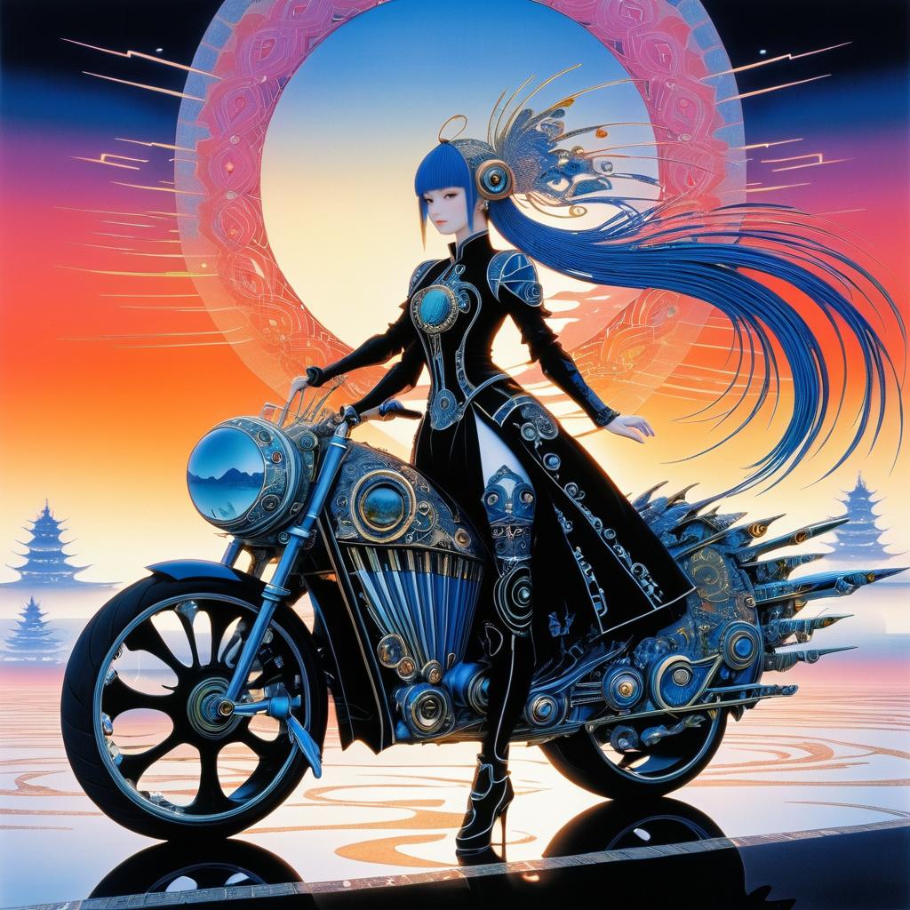 Surreal Cyberpunk Fantasy with Motorcycles