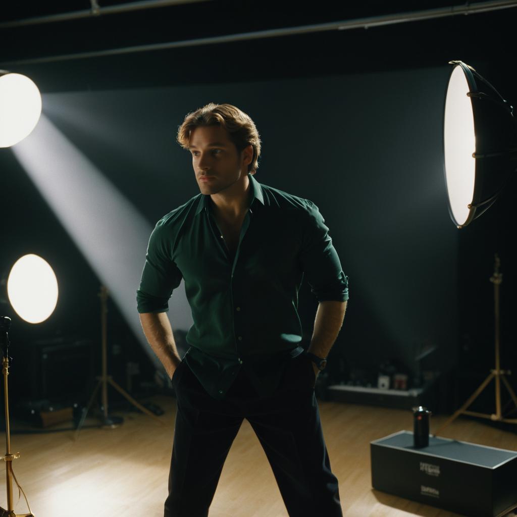 Cinematic Actor Rehearsal in Studio Lights