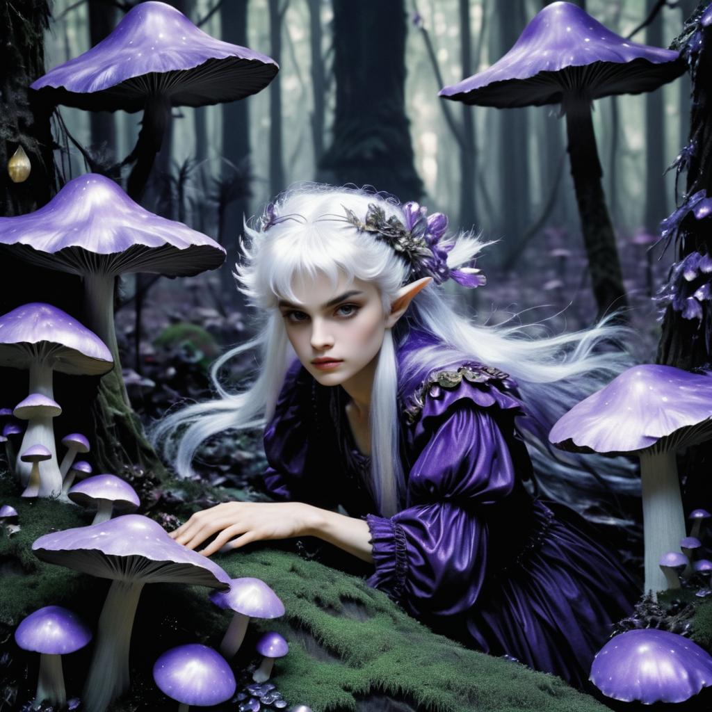 Enchanting Fairy in Forest Mushrooms