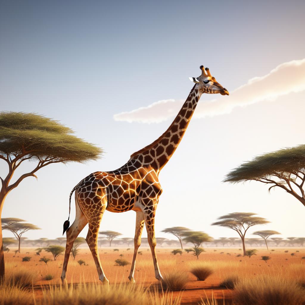 Giraffe in Expansive African Landscape Art