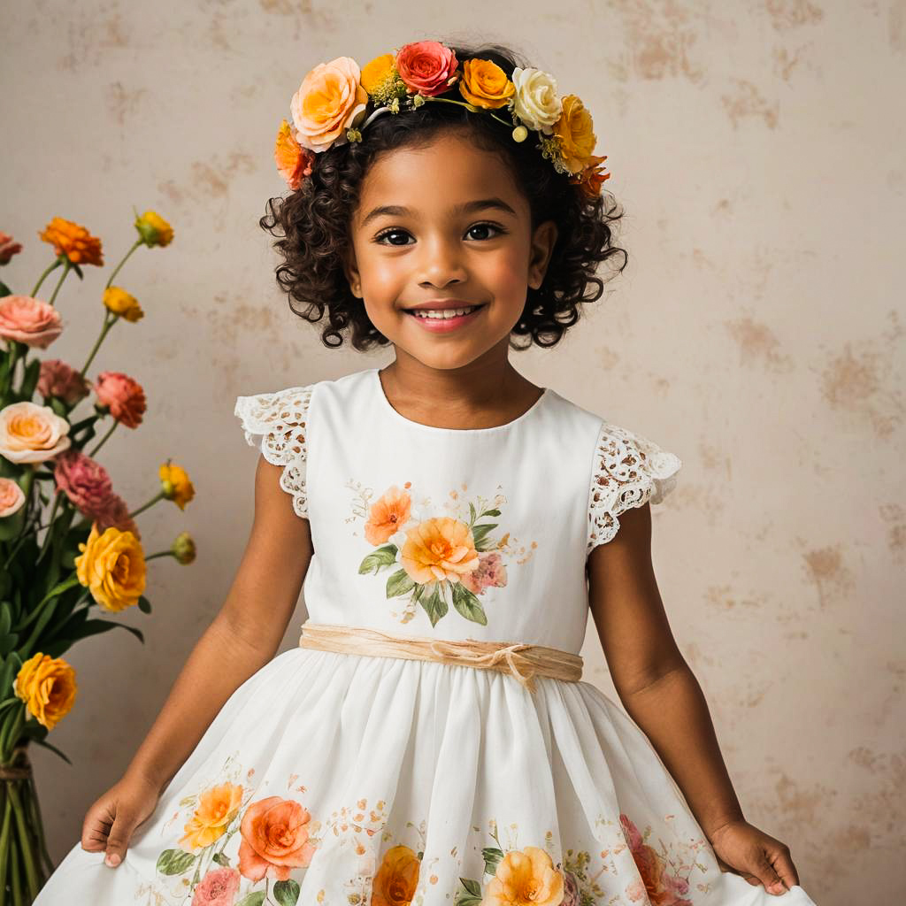 Playful Flower Girl in Vintage Wedding Attire