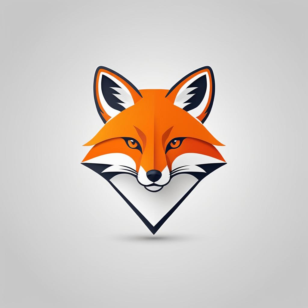 Minimalist Orange Fox Face Logo Design