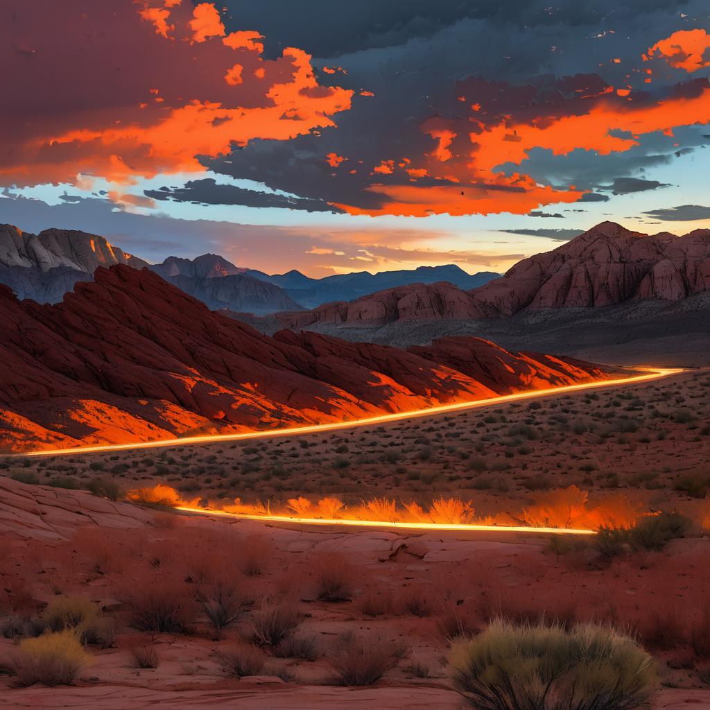 Futuristic Twilight Over Red Rock Canyon