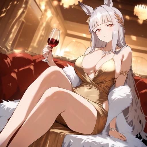 Elegant Horse Girl in Evening Gown