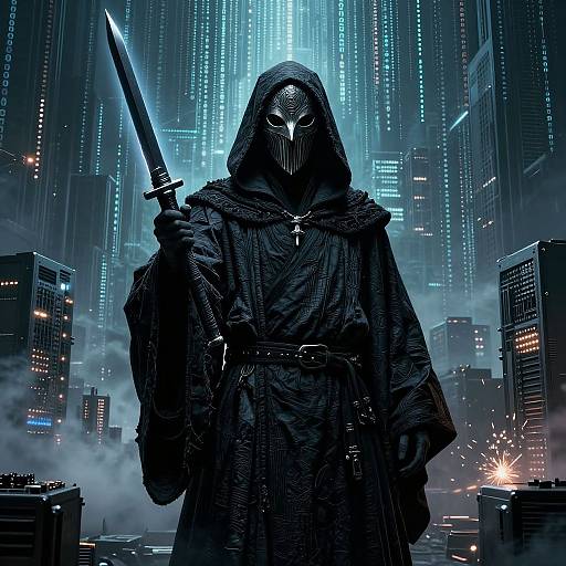 Cyberpunk Technomancer in Primal Robes