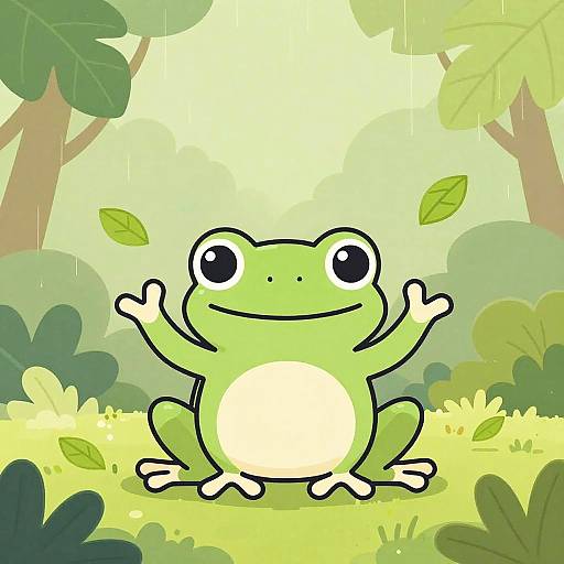 Cheerful Green Tree Frog Artwork