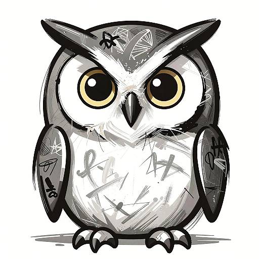 Abstract Graffiti Owl with Jolie-Inspired Face