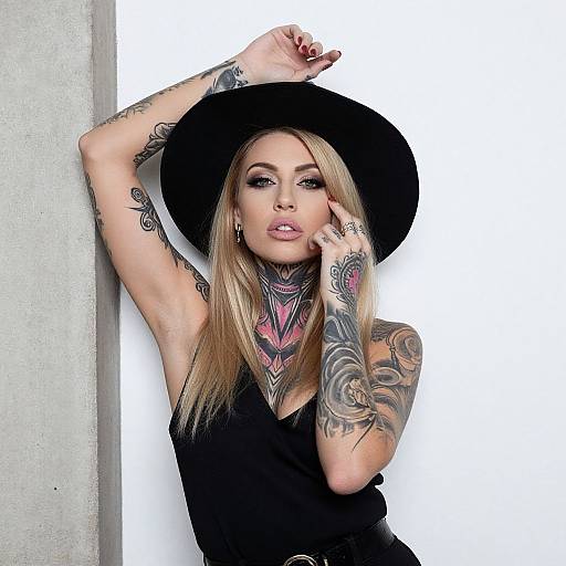 Edgy Tattooed Blonde Woman Portrait
