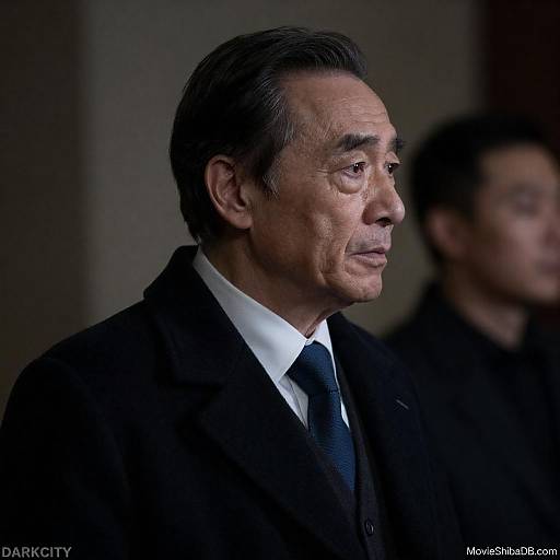 Older Man in Black Coat and Blue Tie Side Profile