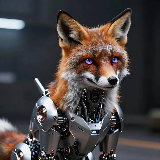 Silver-Lilac Eyed Futuristic Fox Sentinel