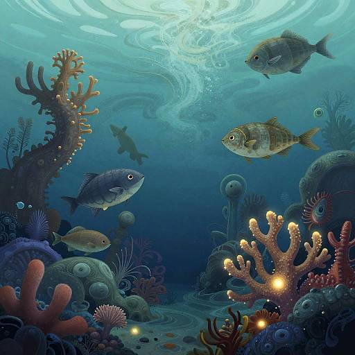 Surreal Underwater Fantasy Scene