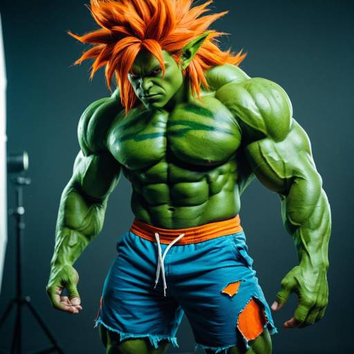 Muscular Green-Skinned Blanka Cosplay Portrait