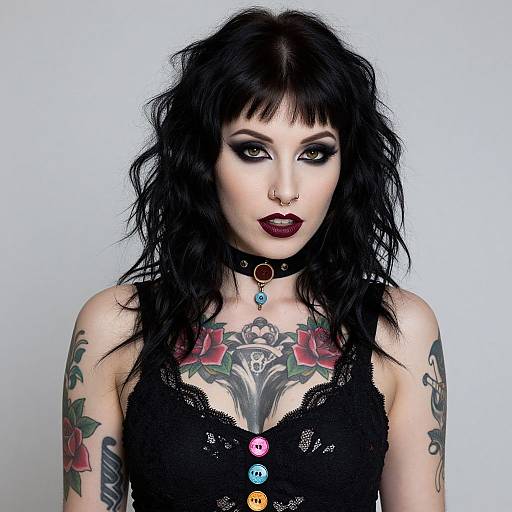 Gothic Woman with Tattoos and Lace