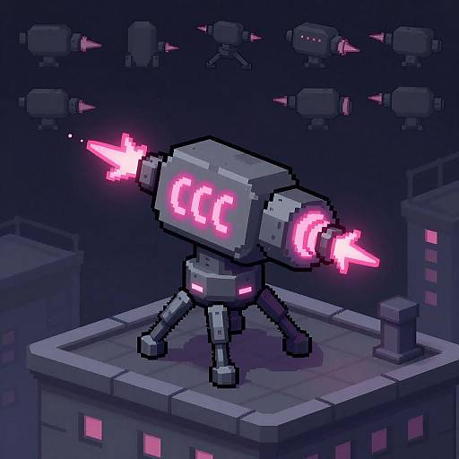 Minimalist Hexapod Plasma Turret Sprite