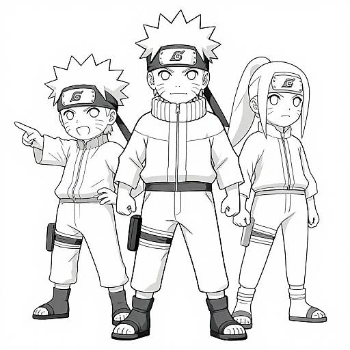 Kids' Naruto Ninja Coloring Scene