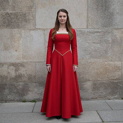 Woman in Red Medieval Dress