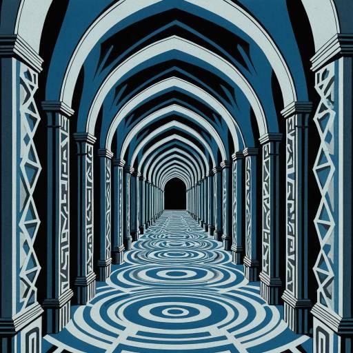 Surreal Endless Archways in Cool Tones