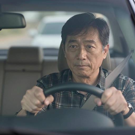 Focused Man Driving in a Car