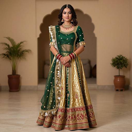 Rajasthani Woman in Green Lehenga