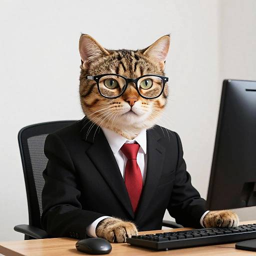 Realistic Chartreux Cat Programmer Portrait