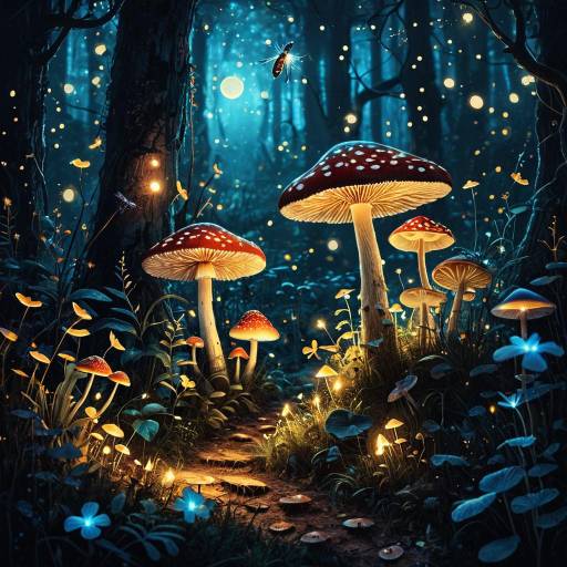 Enchanted Glowing Mushroom Forest at Dusk