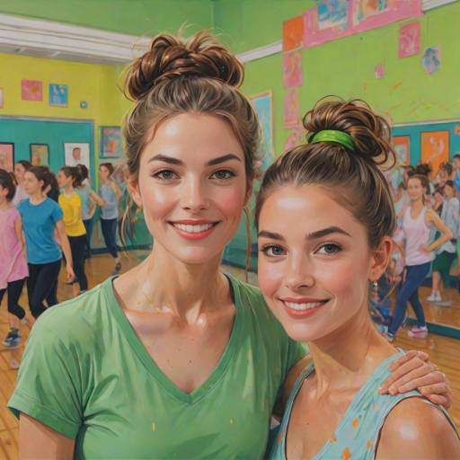 Smiling teenage girls in colorful dance studio