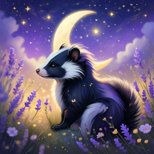 Dreamy Skunk in a Lavender Field