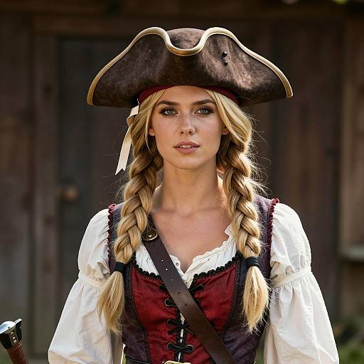 Confident Pirate Woman in Photorealistic Detail