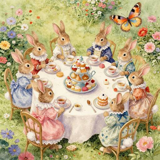 Whimsical Victorian Tea Party Scene