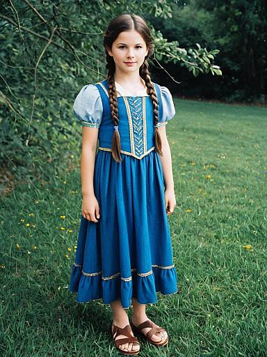 Tween Girl in Blue Belle Costume