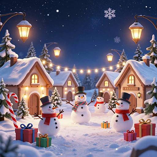 Whimsical Cozy Christmas Village Scene