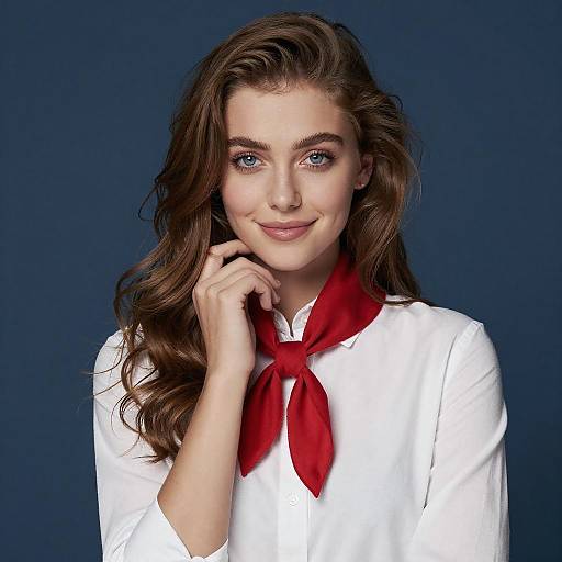 Portrait of Young Woman with Red Scarf