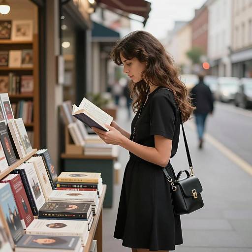 Urban Woman Reading by Bookstand