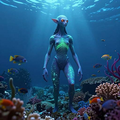 Bioluminescent Aquatic Humanoid Fantasy