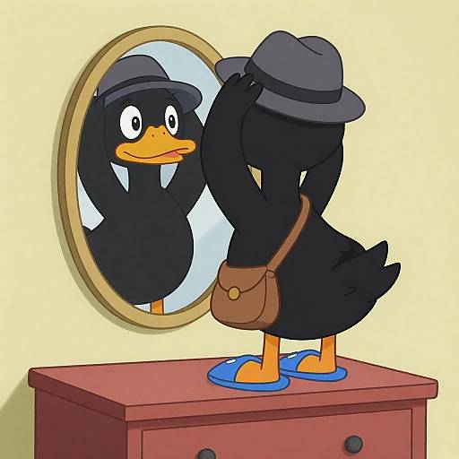 Stylish Cartoon Duck on a Dresser