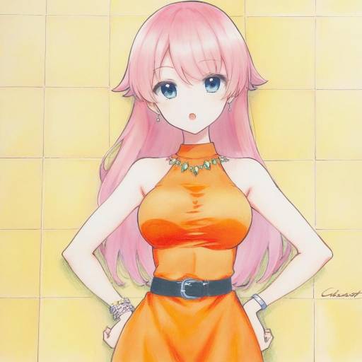 Anime Girl in Orange Halterneck Dress