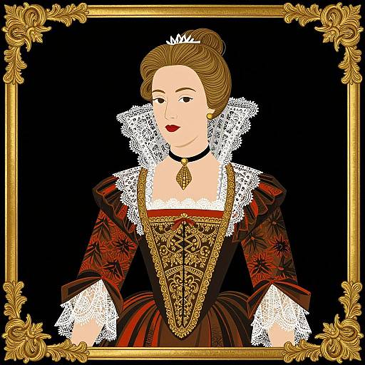 Elizabethan Woman in Ornate Vector Art
