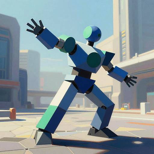 Abstract Geometric Robot in Retro City