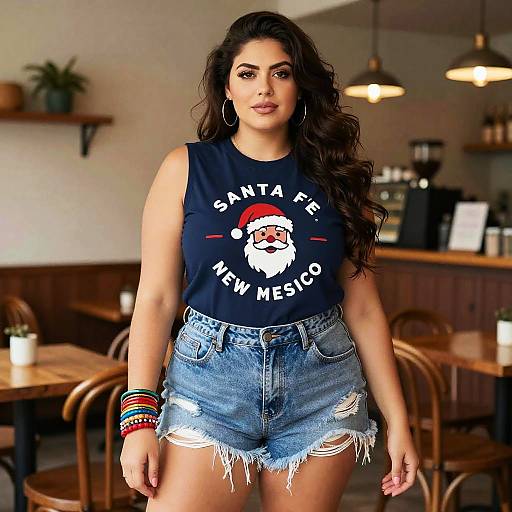 Curvy Woman Posing by Cozy Café