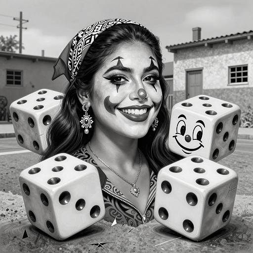 Vibrant Chicano Art of Smiling Mujer