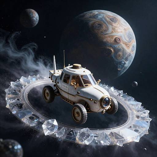 Steampunk Lunar Rover on Gas Giant Rings