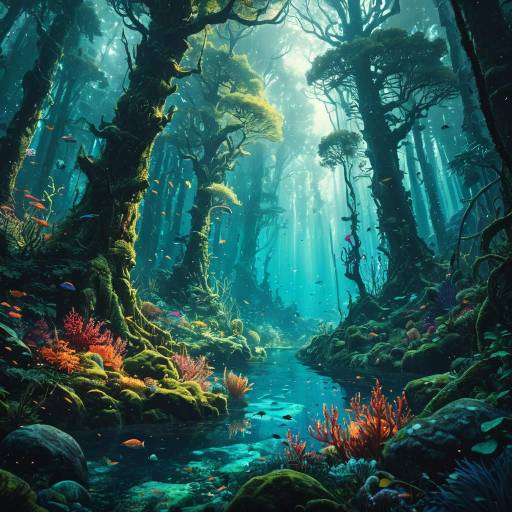 Magical Underwater Forest Illustration