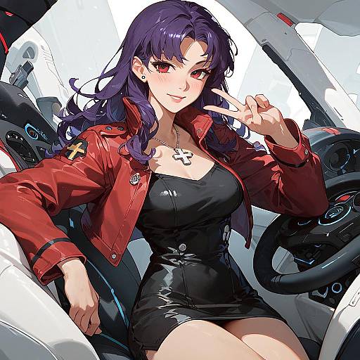 Anime Girl in Stylish Cockpit Outfit