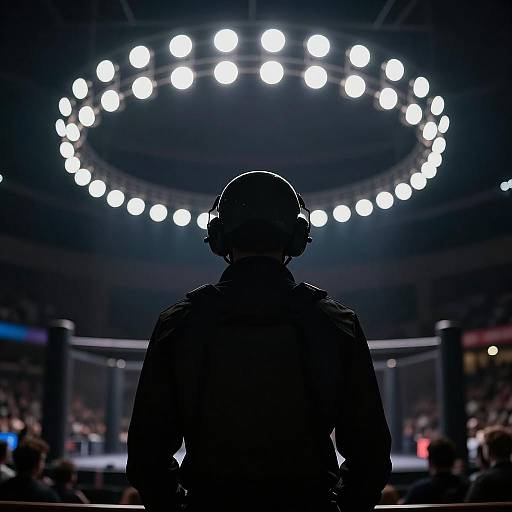 Spectator in Helmet Underlit Arena Dome