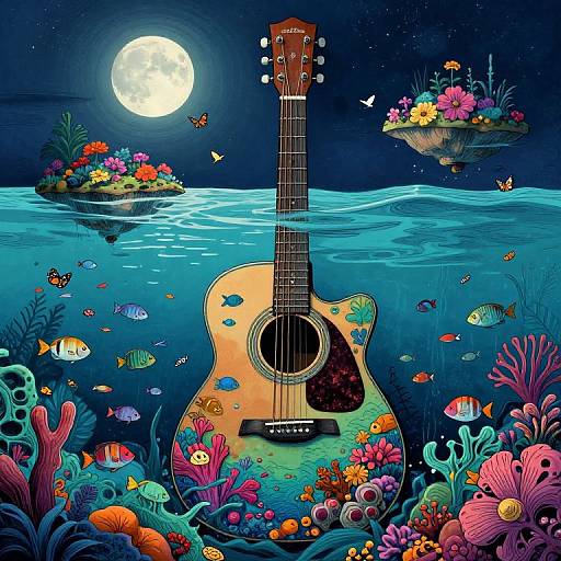 Surreal Underwater Guitar Landscape