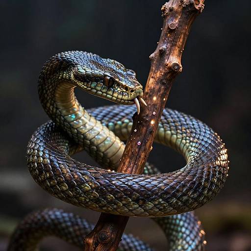 Iridescent Serpent Arms on Staff