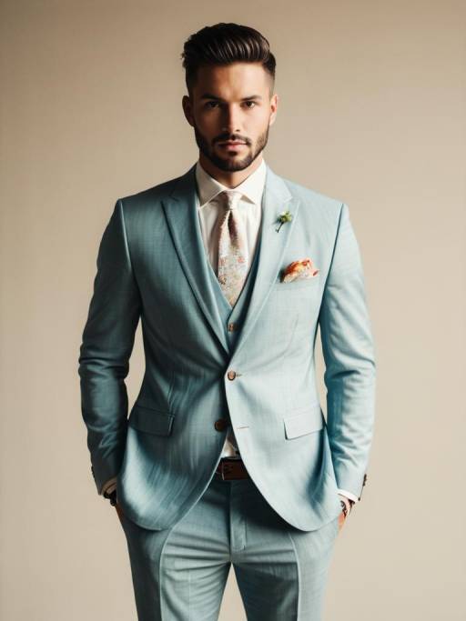 Man in Light Blue Summer Wedding Suit
